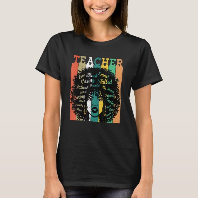 Black Women African Teacher Afro Retro Black Histo T-Shirt (Front)