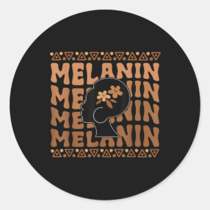 Black Women Afro Love Melanin African American  Classic Round Sticker