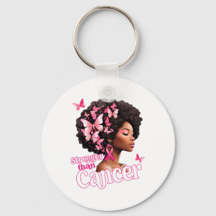 Black Women Afro Queen Stronger Than Breast Cancer Key Ring
