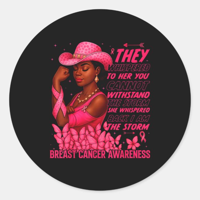 Black Women Breast Cancer Survivor Nk Ribbon I'm T Classic Round Sticker (Front)
