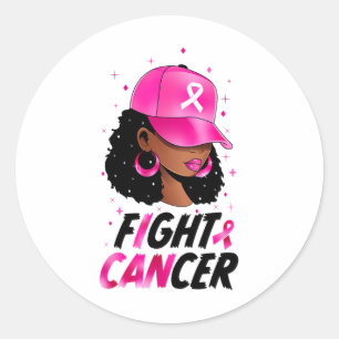 Black Women Breast Cancer Warrior Afro Pink Ribbon Classic Round Sticker