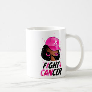 Black Women Breast Cancer Warrior Afro Pink Ribbon Coffee Mug