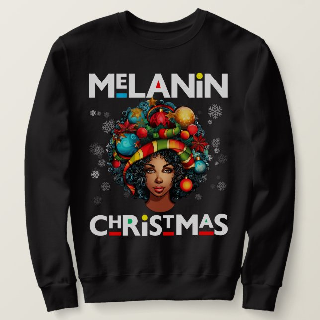 Black women Christmas melanin sista Xmas Sistas Sweatshirt (Design Front)