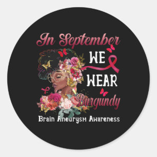 Black Women Flower Butterfly Brain Aneurysm Awaren Classic Round Sticker