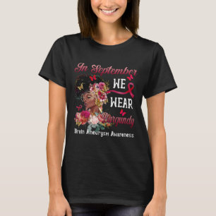 Black Women Flower Butterfly Brain Aneurysm Awaren T-Shirt