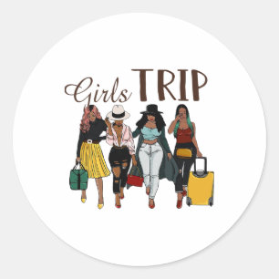 Black Women Girls Trip Afro Queen Melanin African  Classic Round Sticker