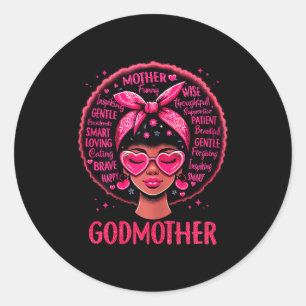 Black women godmother mom african american happy classic round sticker