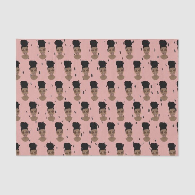Black Women, Gold Shades, Black Dots, Blush Pink Tissue Paper (Front)