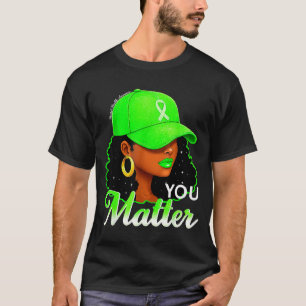 Black women green ribbon mental health awareness T-Shirt