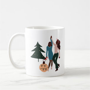 Black Women Illustrated Christmas Coffee Mug