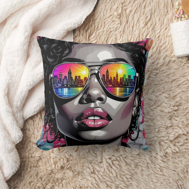 Black Women in Sunglasses in the City Cushion (Blanket)