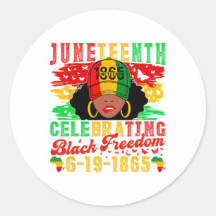 Black Women Juneteenth Flag Celebrating Black Free Classic Round Sticker