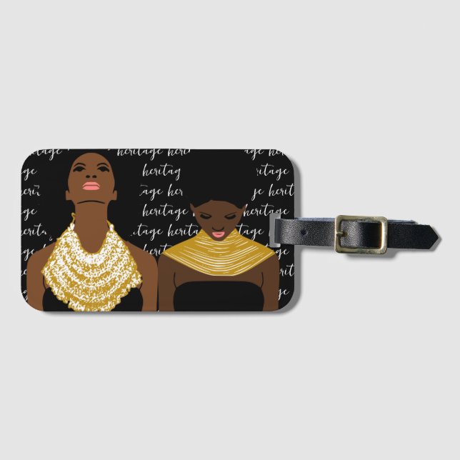 Black Women Luggage Tag (Front Horizontal)