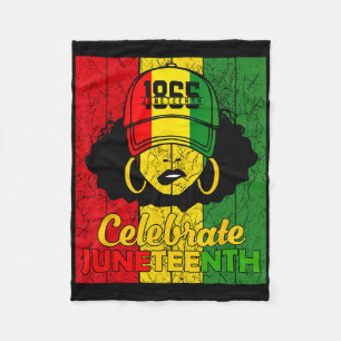 Black Women Messy Bun Juneteenth Celebrate Indeped Fleece Blanket