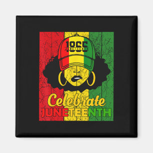 Black Women Messy Bun Juneteenth Celebrate Indeped Magnet