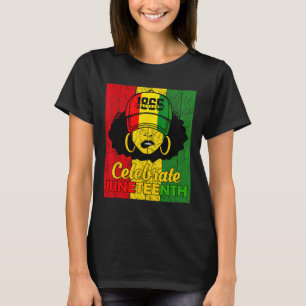 Black Women Messy Bun Juneteenth Celebrate Indeped T-Shirt