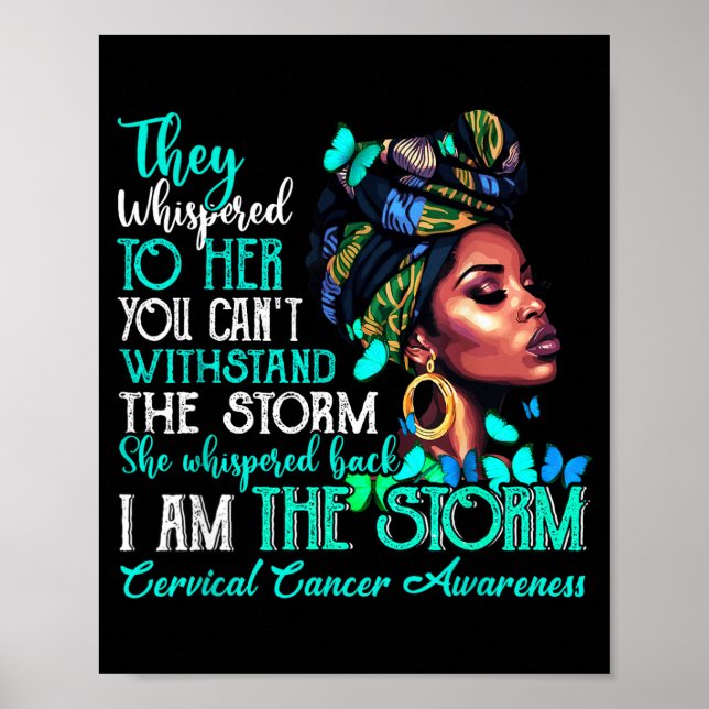 Black Women Motivation Suprt Cervical Cancer Aware Poster (Front)