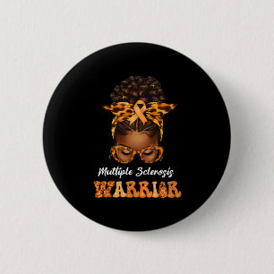 Black Women Multiple Sclerosis Awareness Messy Bun 6 Cm Round Badge