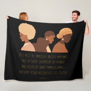 BLACK WOMEN PRAY CHRISTIAN FLEECE BLANKET