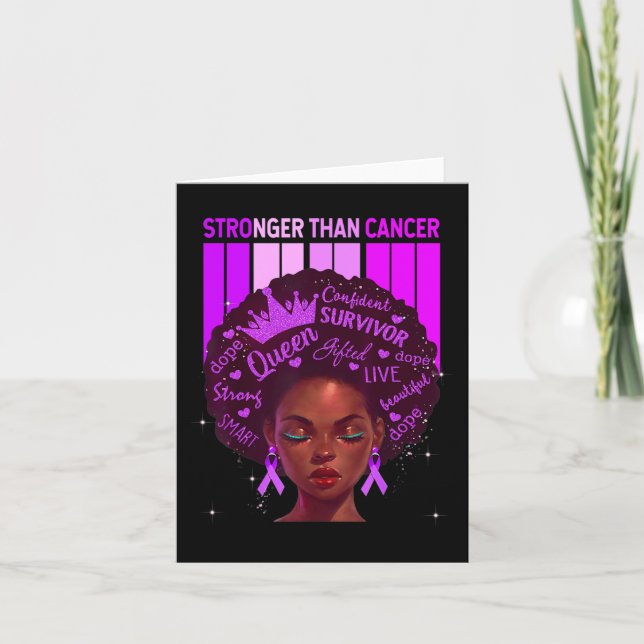 Black Women Queen Stronger Than Epilepsy Purple Ri Card (Front)