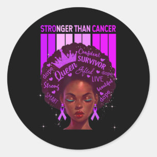 Black Women Queen Stronger Than Epilepsy Purple Ri Classic Round Sticker