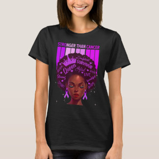 Black Women Queen Stronger Than Epilepsy Purple Ri T-Shirt