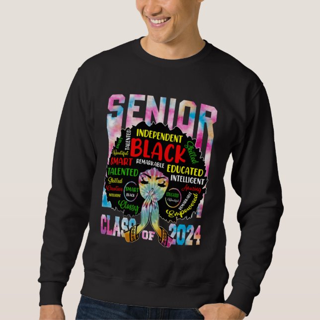 Black Women Senior Class Of 2024 Tie Dye African G Sweatshirt (Front)