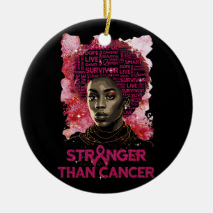 Black Women Stronger Than Breast Cancer Pink Ribbo Ceramic Ornament