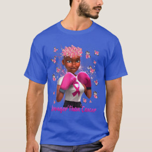 Black Women Stronger Than Breast Cancer Pink Ribbo T-Shirt