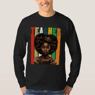 Black Women Teacher Afro Retro Black History Month T-Shirt