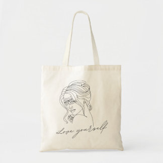 Black Women Text "Love Yourself" Tote Bag