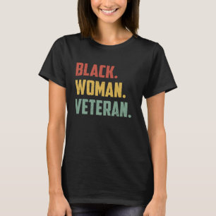 Black Women Veteran Proud Female US Vet Military V T-Shirt
