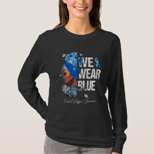 Black Women We Wear Blue Familial Polyposis Awaren T-Shirt