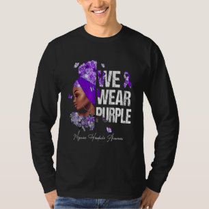 Black Women We Wear Purple Migraine Headache Aware T-Shirt