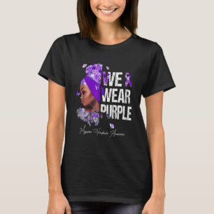 Black Women We Wear Purple Migraine Headache Aware T-Shirt