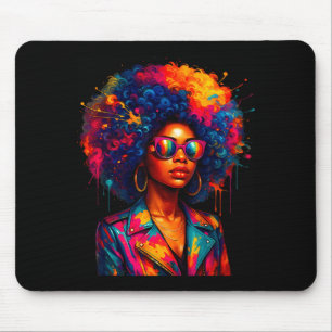Black Womens Queen Afro African Melanin Dripping G Mouse Pad