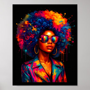 Black Womens Queen Afro African Melanin Dripping G Poster