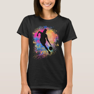 Black Womens Rainbow Basketball Silhouette African T-Shirt