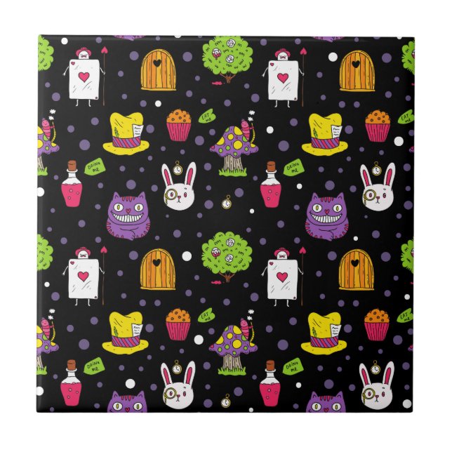 black Wonderland Ceramic Tile (Front)