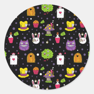 black Wonderland Classic Round Sticker