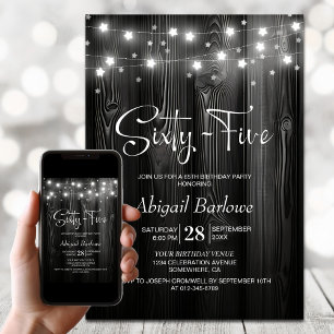 Black Wood 65th Birthday Party Invitation