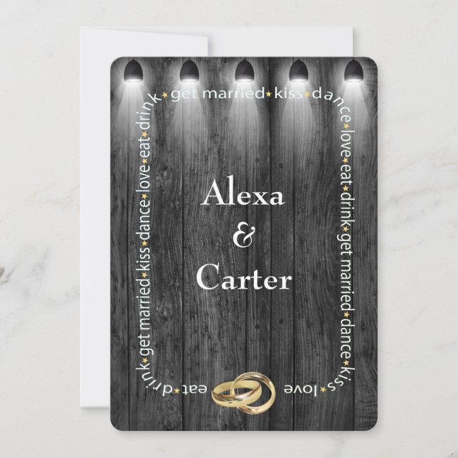 Black Wood and Spotlights Invitation (Front)