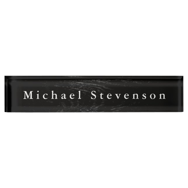 Black Wood Effect Elegant Modern Desk Nameplate (Front)