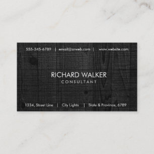 Black Wood Elegant Modern Professional White Business Card