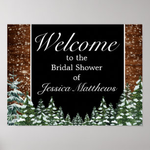 Black Wood & Forest Bridal Shower Welcome Sign