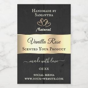 Black Wood Grain Gold Decor Product Labels Hearts