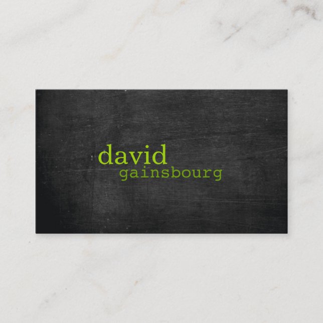 Black Wood Green Typography Business Card (Front)