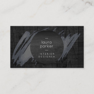 Black Wood Grey Watercolor Splatter Modern Business Card