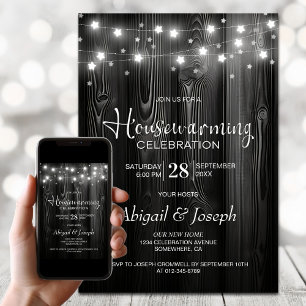 Black Wood Housewarming Party Invitation