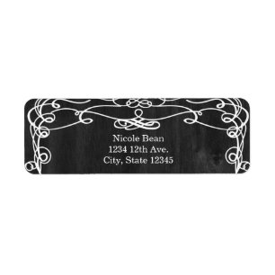Black Wood & White Vintage Wedding Labels
